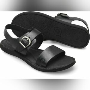 BORN | NIB Size 6 Women's Black Selway  Leather Sandals with Adjustable Straps.